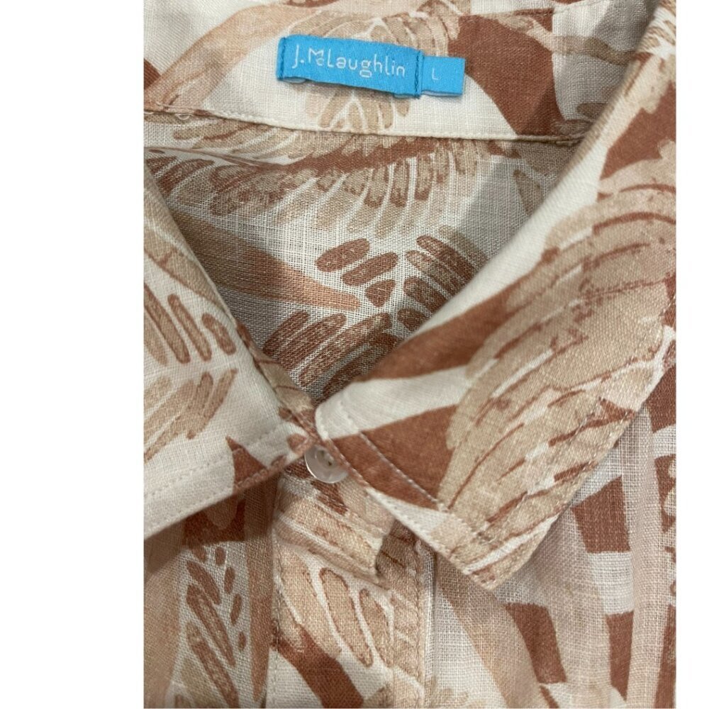 J.McLaughlin Floral Linen Button Front Blouse Top Women’s Size Large - Picture 5 of 5